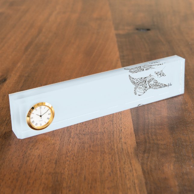 Placa De Nombre Manta-rayos de la VIDA del OCÉANO (Lateral)