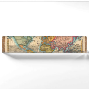Placa De Nombre Mapa Mundial 1780 Planisferio Antiguo de Bonne