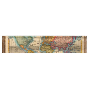 Placa De Nombre Mapa mundial de los antiguos continentes de los añ