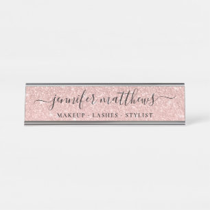 Placa De Nombre Maquillaje del Purpurina de espuma de oro de Girly