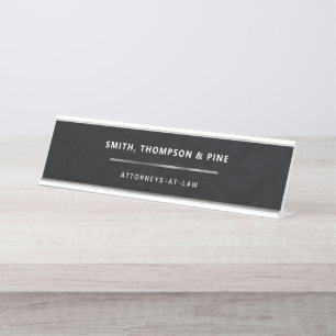 Placa De Nombre Marca de negocios Simple Negro Elegante Moderno