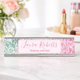 Placa De Nombre Marcado con Destello Rosa Intenso