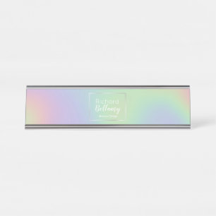 Placa De Nombre Marco Metalizado del efecto arcoiris holográfico m