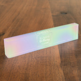 Placa De Nombre Marco Metalizado del efecto arcoiris holográfico m