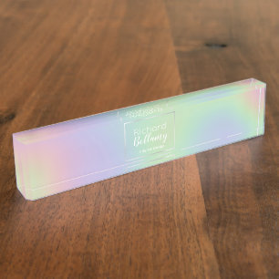 Placa De Nombre Marco Metalizado del efecto arcoiris holográfico m