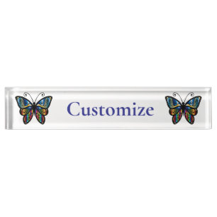 Placa De Nombre Mariposa Colorida Thunder_Cove