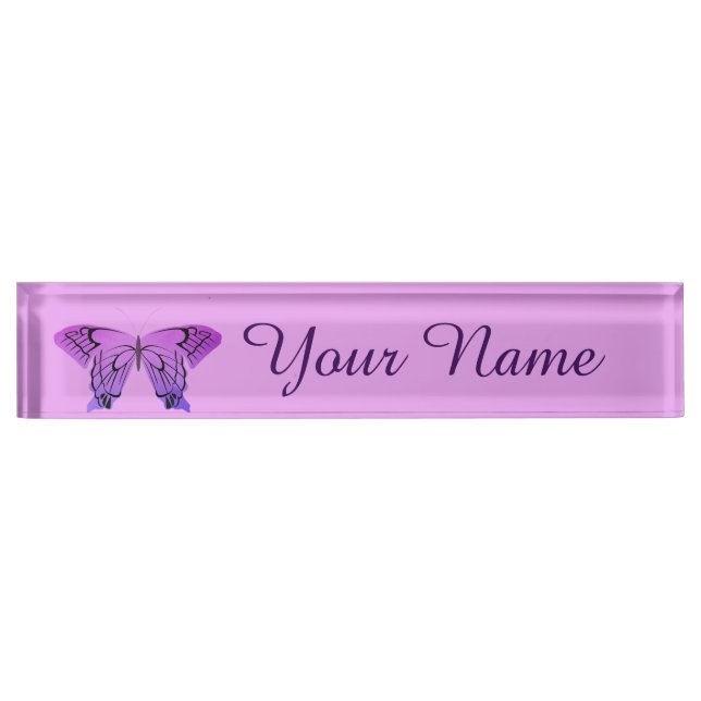 Placa De Nombre Mariposa en sombras de la púrpura (Anverso)