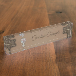 Placa De Nombre Mariposa estilizada