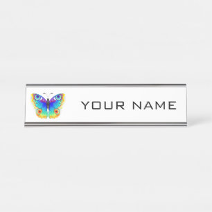 Placa De Nombre Mariposa Pavo Real Ojo de Arcoíris