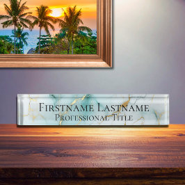 Placa De Nombre Mármol acrílico moderno elegante personalizado