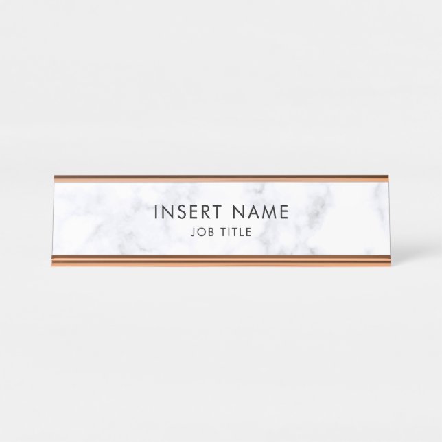 Placa De Nombre Mármol blanco Minimalista profesional (Anverso)
