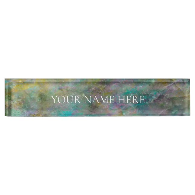 Placa De Nombre Mármol Crystal Rock multicolor con arcoiris (Anverso)