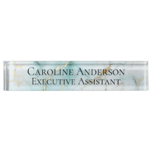 Placa De Nombre Mármol de Aqua Profesional Moderno