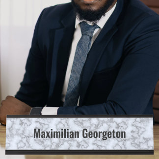 Placa De Nombre Mármol gris plateado falso - Neutral para cualquie