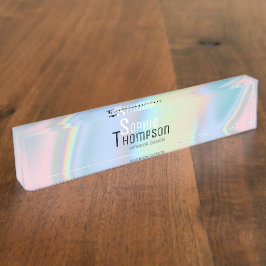 Placa De Nombre Mármol líquido holográfico moderno
