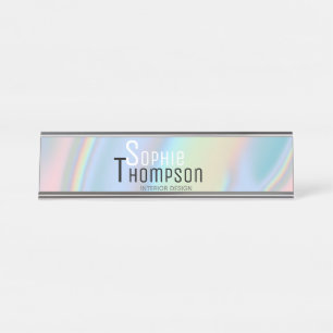 Placa De Nombre Mármol líquido holográfico moderno