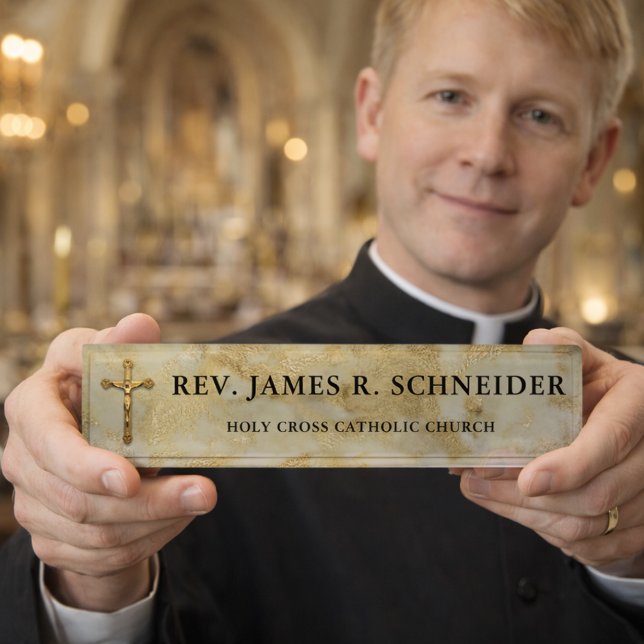 Placa De Nombre Mármol personalizado del blanco de la cruz del (Subido por el creador)