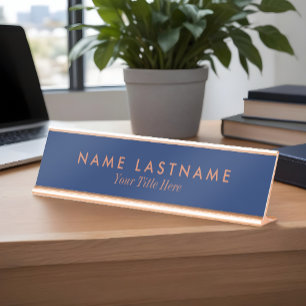 Placa De Nombre Marrón azul de la marina fuente a Personalizado M