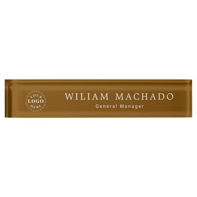 Placa de nombre marrón personalizada para profesio (Anverso)