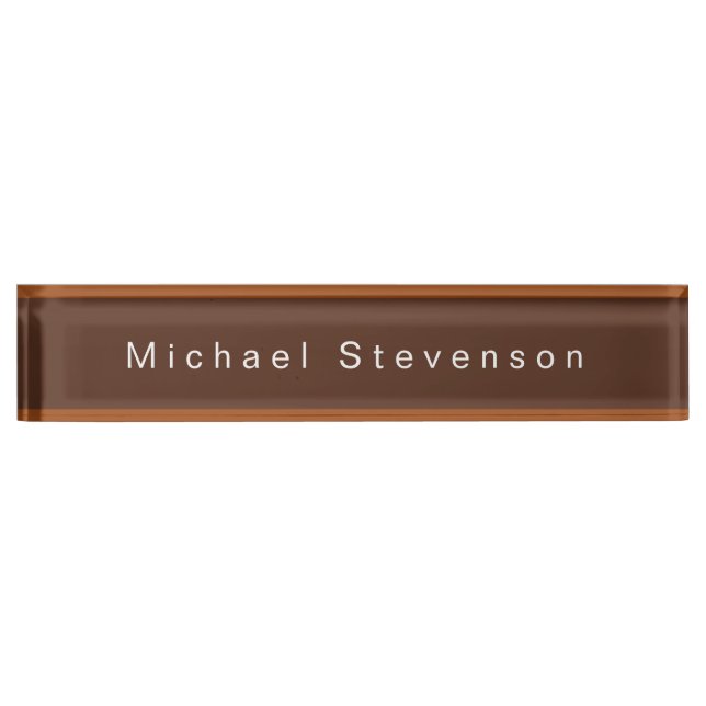 Placa De Nombre Marrón profesional moderno de moda (Anverso)