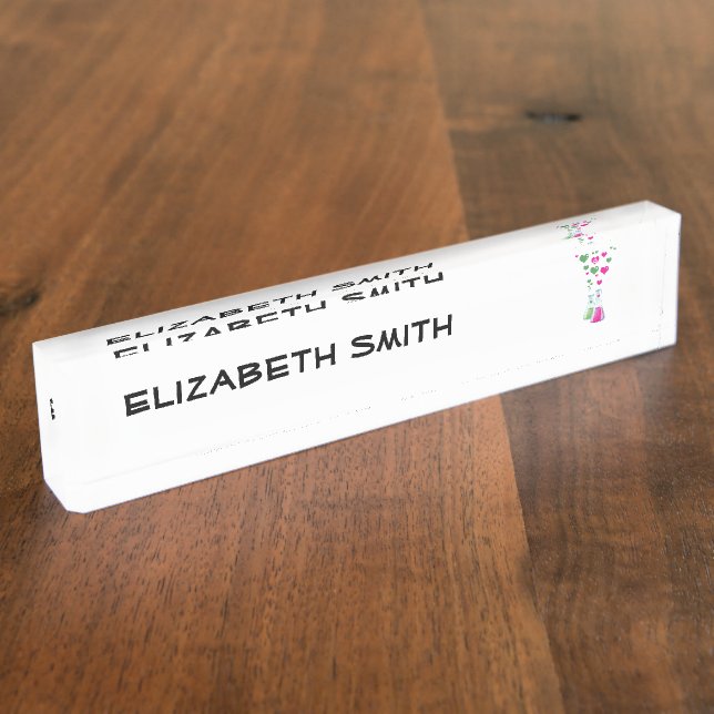 Placa De Nombre Matraz, Erlenmeyer, Beaker, Química, Laboratorio (Lateral)