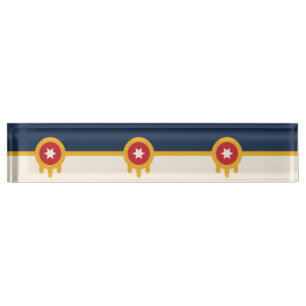Placa De Nombre Matrícula de escritorio patriótico con bandera de