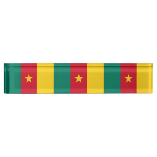 Placa De Nombre Matrícula patriótica con bandera de Camerún