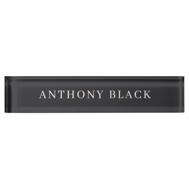 Placa De Nombre Matte Black Minimalist Plain Elegant Classical (Anverso)