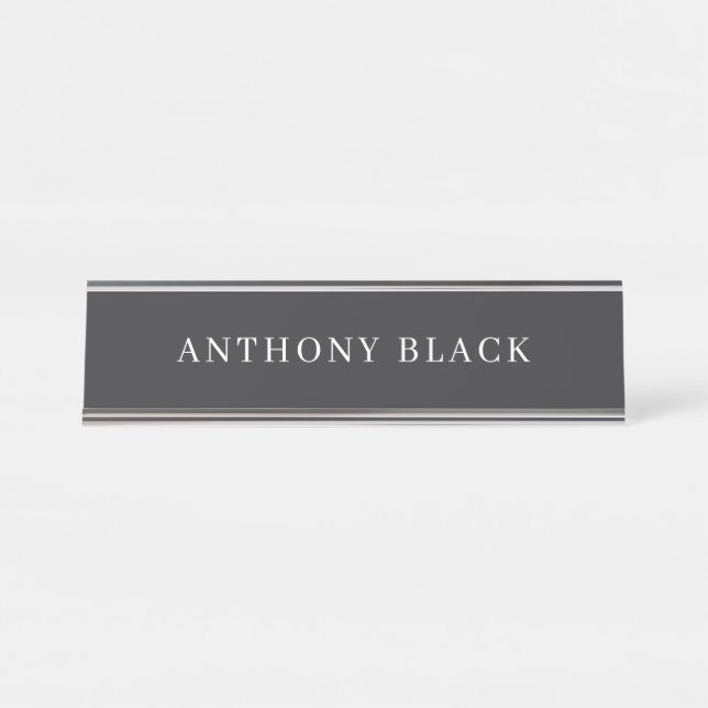Placa De Nombre Matte Black Minimalist Plain Elegant Classical (Anverso)