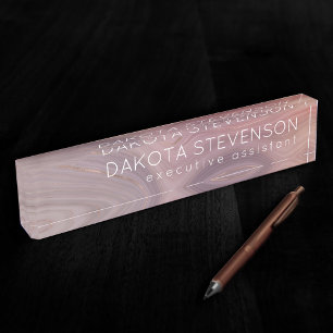 Placa De Nombre Mauve Strata Agitación de oro rosa rosado agitad