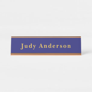 Placa De Nombre Medianoche Blue Profesional Plain Moderno Elegante