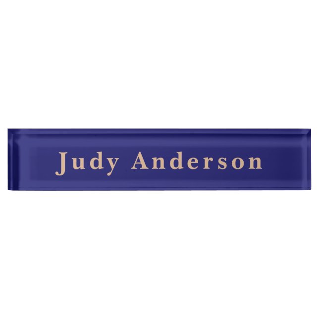Placa De Nombre Medianoche Blue Profesional Plain Moderno Elegante (Anverso)
