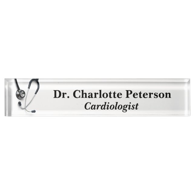 Placa De Nombre Médica de Stethoscope Personalizado (Anverso)