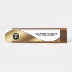 Placa De Nombre médicas negros Caduceus nombre escritorio