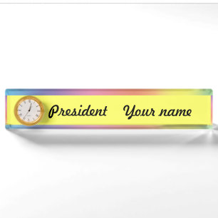 Placa De Nombre Medio de belleza arcoiris -