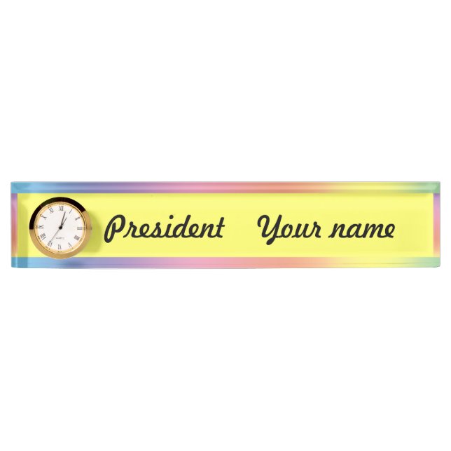 Placa De Nombre Medio de belleza arcoiris - (Anverso)
