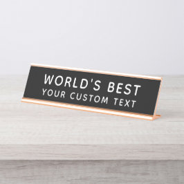 Placa De Nombre Mejor Texto Personalizado Negro Oficina Mundial