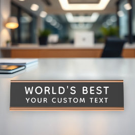 Placa De Nombre Mejor Texto Personalizado Negro Oficina Mundial