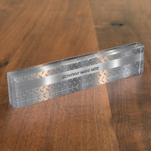 Placa De Nombre Mens de aspecto Metalizado de masculina industrial (Lateral)