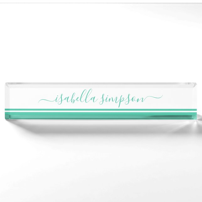 Placa De Nombre Menta Profesional Moderna (Anverso)