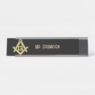 Placa De Nombre Mentes masónicas (Rústica dorada)