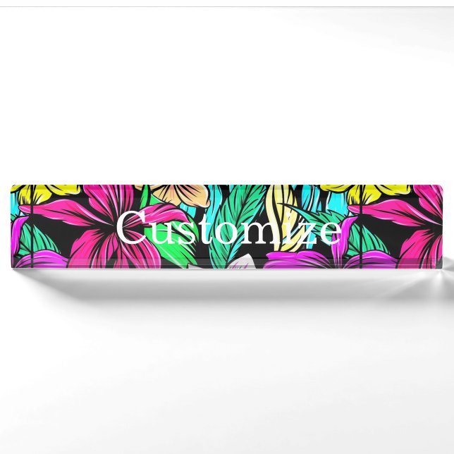 Placa De Nombre Mezcla de flores tropicales Thunder_Cove (Anverso)