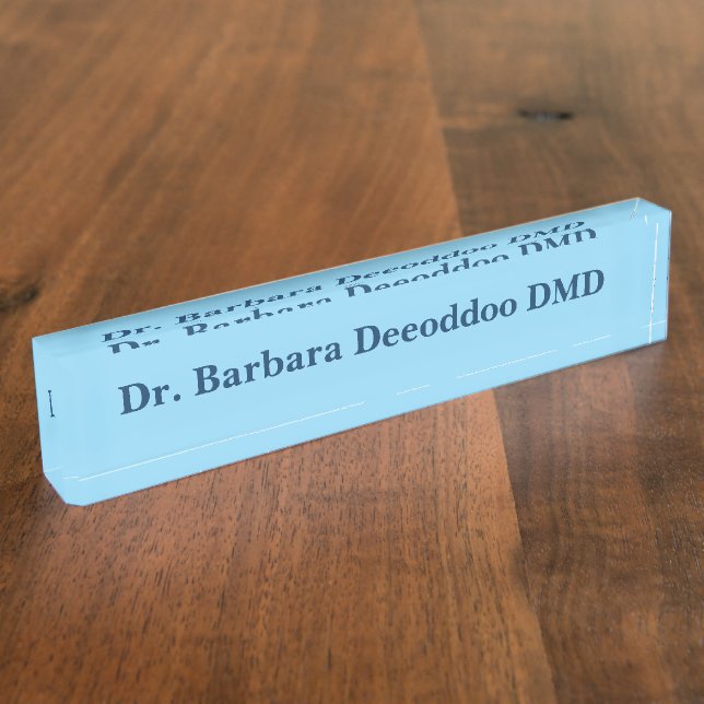 Placa De Nombre Minimalist Dentist Blue Name Plate (Lateral)