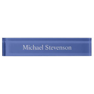 Placa De Nombre Minimalist Medium Blue Modern Plain
