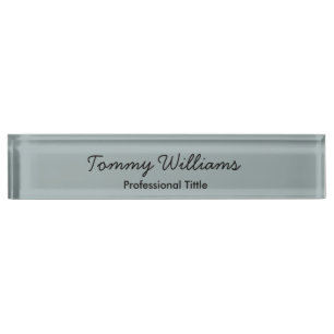 Placa De Nombre Minimalista Dusty Blue Profesional Simple