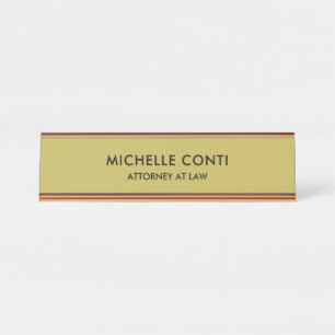 Placa De Nombre Minimalista Elegante Profesional Color Oro de Las 