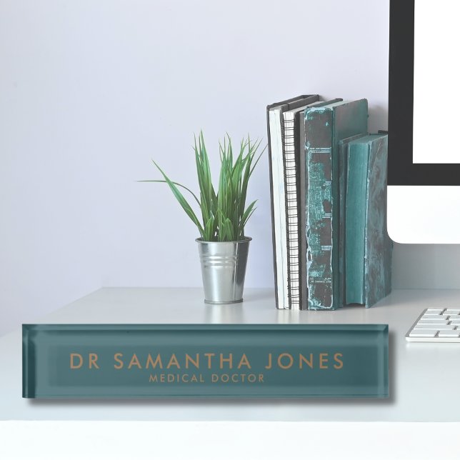 Placa De Nombre Minimalista moderno Médica Escritorio Nombre Placa (Minimalist Modern Doctor Desk Name Plate Nameplate
Teal Blue)
