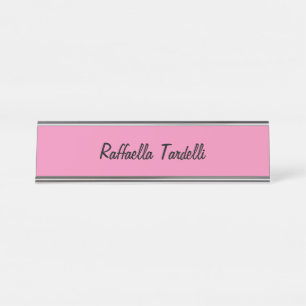 Placa De Nombre Minimalista nombre personalizado color rosa