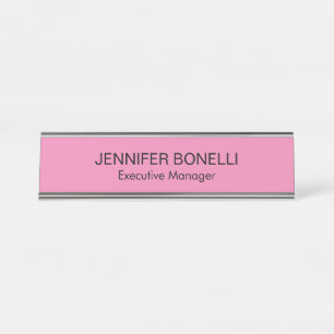 Placa De Nombre Minimalista nombre personalizado color rosa