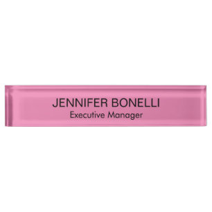 Placa De Nombre Minimalista nombre personalizado color rosa